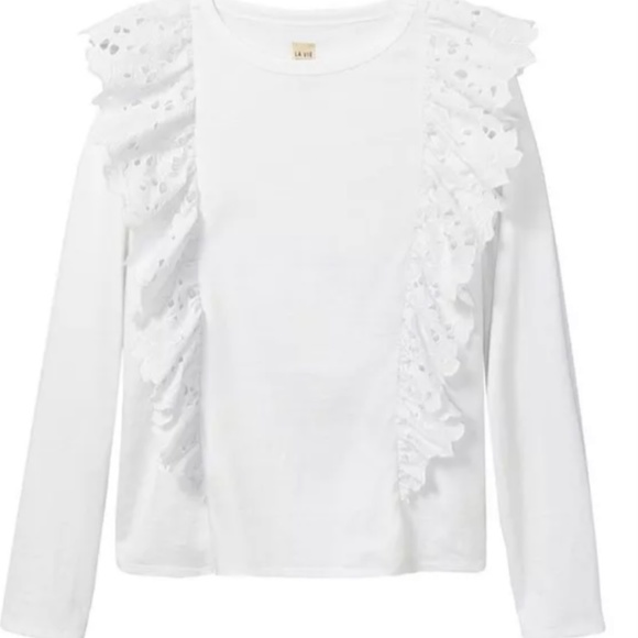 La Vie Rebecca Taylor Long Sleeve Embellished Clean Jersey Top Size M - Picture 5 of 11